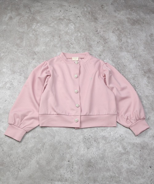 la poche biscuit（ラポシェビスキュイ）の「パールボタンカーディガン（ポンチ素材）（カーディガン/ボレロ・キッズ・オフホワイト/ピンク/ネイビー・100/110/120/130/140/90）」の3枚目の写真
