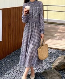 ギンガムチェック」に該当するワンピース/ドレス（ブルー・ネイビー