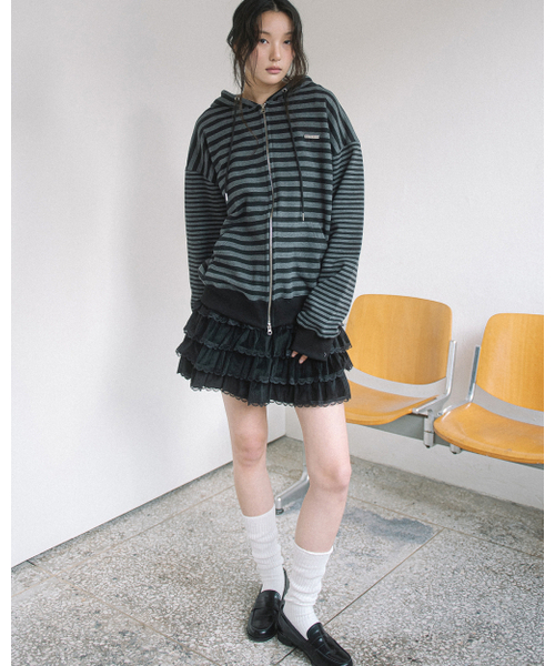 HAVISM(ヘビズム)の「MULTI STRIPE ZIP UP HOOD(BLACK)(パーカー・レディース・その他・ONE SIZE)」の6枚目の写真
