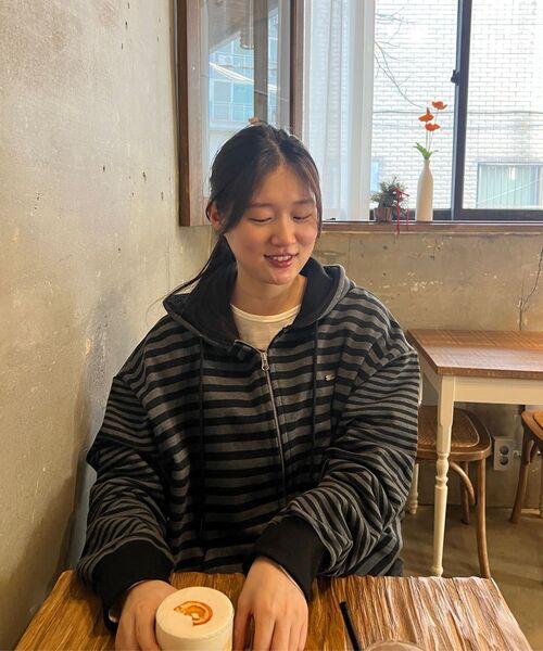 HAVISM(ヘビズム)の「MULTI STRIPE ZIP UP HOOD(BLACK)(パーカー・レディース・その他・ONE SIZE)」の14枚目の写真