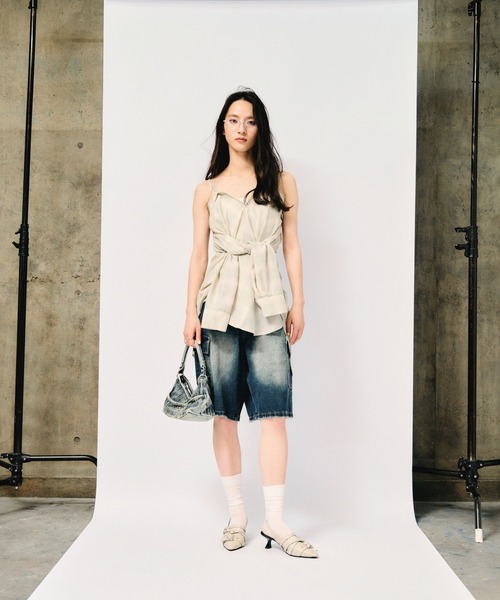 3.3 Field Trip (3.3フィールドトリップ)の「3.3 Field Trip/カーゴデニムハーフパンツ(デニムパンツ・レディース・ブラック/ライトブルー/ネイビー・SMALL/MEDIUM)」の4枚目の写真