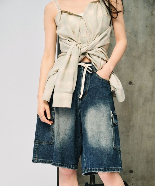 3.3 Field Trip (3.3フィールドトリップ)の「3.3 Field Trip/カーゴデニムハーフパンツ(デニムパンツ・レディース・ブラック/ライトブルー/ネイビー・SMALL/MEDIUM)」の5枚目の写真