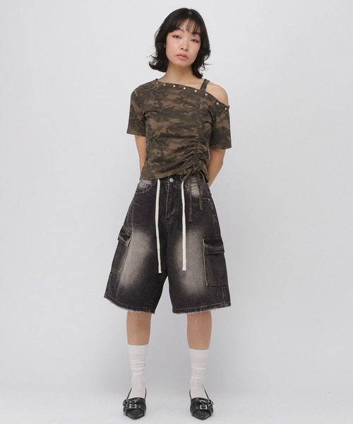 3.3 Field Trip (3.3フィールドトリップ)の「3.3 Field Trip/カーゴデニムハーフパンツ(デニムパンツ・レディース・ブラック/ライトブルー/ネイビー・SMALL/MEDIUM)」の7枚目の写真