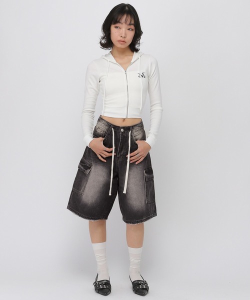 3.3 Field Trip (3.3フィールドトリップ)の「3.3 Field Trip/カーゴデニムハーフパンツ(デニムパンツ・レディース・ブラック/ライトブルー/ネイビー・SMALL/MEDIUM)」の9枚目の写真