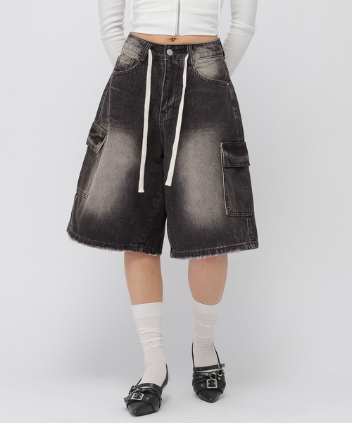 3.3 Field Trip (3.3フィールドトリップ)の「3.3 Field Trip/カーゴデニムハーフパンツ(デニムパンツ・レディース・ブラック/ライトブルー/ネイビー・SMALL/MEDIUM)」の12枚目の写真