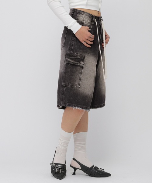 3.3 Field Trip (3.3フィールドトリップ)の「3.3 Field Trip/カーゴデニムハーフパンツ(デニムパンツ・レディース・ブラック/ライトブルー/ネイビー・SMALL/MEDIUM)」の13枚目の写真