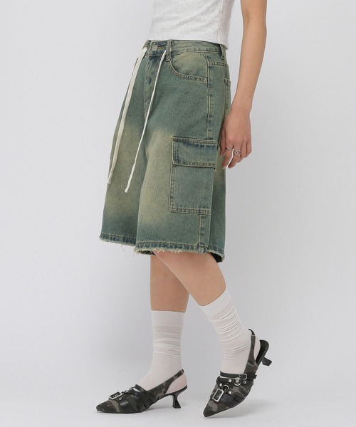 3.3 Field Trip (3.3フィールドトリップ)の「3.3 Field Trip/カーゴデニムハーフパンツ(デニムパンツ・レディース・ブラック/ライトブルー/ネイビー・SMALL/MEDIUM)」の19枚目の写真