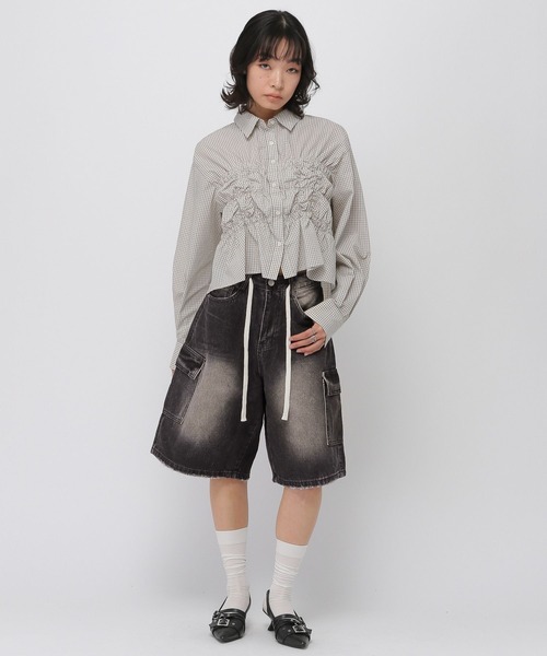 3.3 Field Trip (3.3フィールドトリップ)の「3.3 Field Trip/カーゴデニムハーフパンツ(デニムパンツ・レディース・ブラック/ライトブルー/ネイビー・SMALL/MEDIUM)」の8枚目の写真