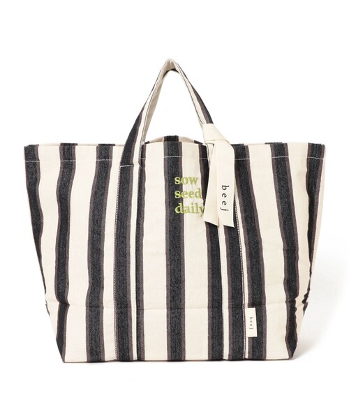 beej(ビージ)の「【WEB限定】beej / ストライプ トートバッグ(トートバッグ・レディース・ブラック/イエロー・ONE SIZE)」の5枚目の写真