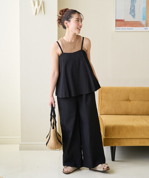 FREAK'S STORE（フリークスストア）の「限定展開　麻 タッチ キャミ サロペット（サロペット/オーバーオール・レディース・ブラウン/オフホワイト/オリーブ/ブラック/ネイビー・MEDIUM/SMALL）」の6枚目の写真