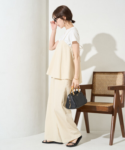 FREAK'S STORE（フリークスストア）の「限定展開　麻 タッチ キャミ サロペット（サロペット/オーバーオール・レディース・ブラウン/オフホワイト/オリーブ/ブラック/ネイビー・MEDIUM/SMALL）」の13枚目の写真