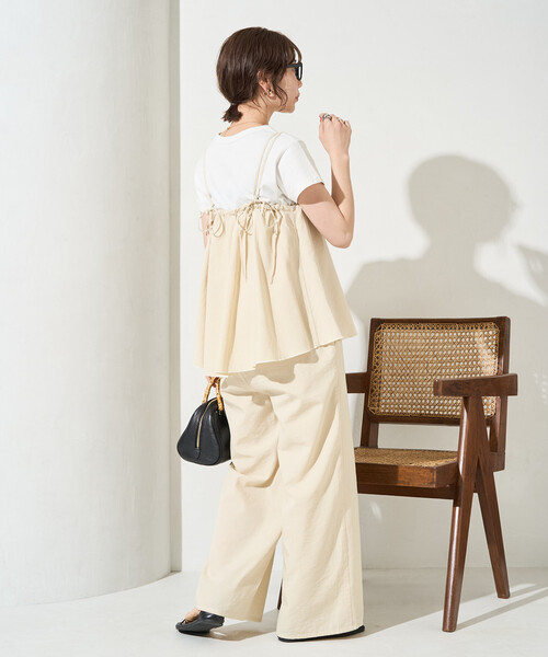 FREAK'S STORE（フリークスストア）の「限定展開　麻 タッチ キャミ サロペット（サロペット/オーバーオール・レディース・ブラウン/オフホワイト/オリーブ/ブラック/ネイビー・MEDIUM/SMALL）」の14枚目の写真