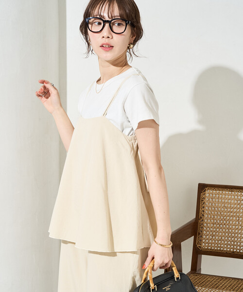 FREAK'S STORE（フリークスストア）の「限定展開　麻 タッチ キャミ サロペット（サロペット/オーバーオール・レディース・ブラウン/オフホワイト/オリーブ/ブラック/ネイビー・MEDIUM/SMALL）」の16枚目の写真