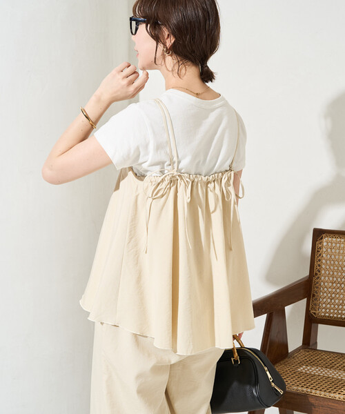 FREAK'S STORE（フリークスストア）の「限定展開　麻 タッチ キャミ サロペット（サロペット/オーバーオール・レディース・ブラウン/オフホワイト/オリーブ/ブラック/ネイビー・MEDIUM/SMALL）」の17枚目の写真