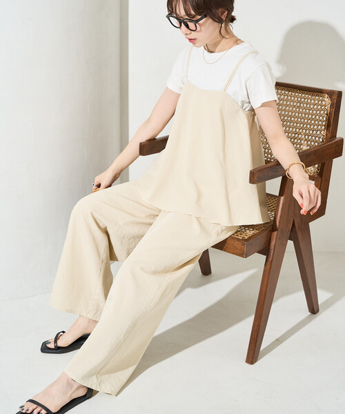 FREAK'S STORE（フリークスストア）の「限定展開　麻 タッチ キャミ サロペット（サロペット/オーバーオール・レディース・ブラウン/オフホワイト/オリーブ/ブラック/ネイビー・MEDIUM/SMALL）」の18枚目の写真