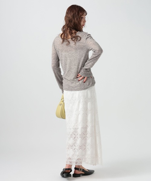 BAYFLOW（ベイフロー）の「[前後で着られる]シアーリブ2WAYプルオーバー（Tシャツ/カットソー・レディース・ヘザーグレー/オフホワイト/ブラック・FREE）」の6枚目の写真