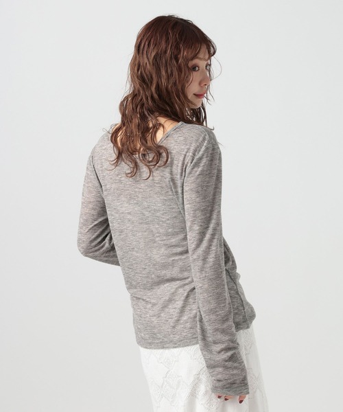 BAYFLOW（ベイフロー）の「[前後で着られる]シアーリブ2WAYプルオーバー（Tシャツ/カットソー・レディース・ヘザーグレー/オフホワイト/ブラック・FREE）」の10枚目の写真