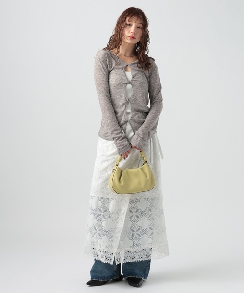 BAYFLOW（ベイフロー）の「[前後で着られる]シアーリブ2WAYプルオーバー（Tシャツ/カットソー・レディース・ヘザーグレー/オフホワイト/ブラック・FREE）」の11枚目の写真