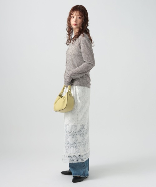 BAYFLOW（ベイフロー）の「[前後で着られる]シアーリブ2WAYプルオーバー（Tシャツ/カットソー・レディース・ヘザーグレー/オフホワイト/ブラック・FREE）」の12枚目の写真