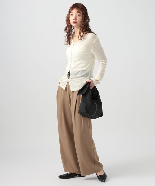 BAYFLOW（ベイフロー）の「[前後で着られる]シアーリブ2WAYプルオーバー（Tシャツ/カットソー・レディース・ヘザーグレー/オフホワイト/ブラック・FREE）」の14枚目の写真