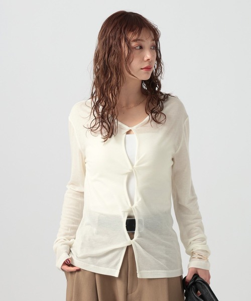 BAYFLOW（ベイフロー）の「[前後で着られる]シアーリブ2WAYプルオーバー（Tシャツ/カットソー・レディース・ヘザーグレー/オフホワイト/ブラック・FREE）」の17枚目の写真