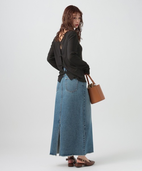 BAYFLOW（ベイフロー）の「[前後で着られる]シアーリブ2WAYプルオーバー（Tシャツ/カットソー・レディース・ヘザーグレー/オフホワイト/ブラック・FREE）」の21枚目の写真