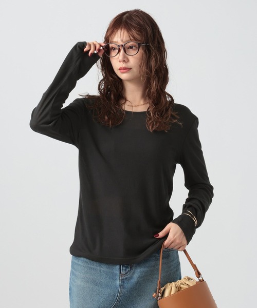 BAYFLOW（ベイフロー）の「[前後で着られる]シアーリブ2WAYプルオーバー（Tシャツ/カットソー・レディース・ヘザーグレー/オフホワイト/ブラック・FREE）」の22枚目の写真