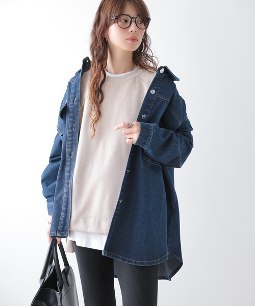 La-gemme(ラジェム)の「オーバーサイズ デニム シャツジャケット(シャツ/ブラウス・レディース・ネイビー/ブルー系/ブラック系・フリー)」の20枚目の写真