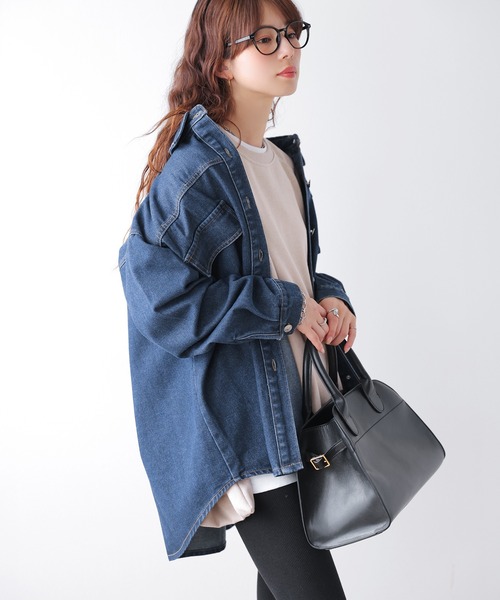 La-gemme(ラジェム)の「オーバーサイズ デニム シャツジャケット(シャツ/ブラウス・レディース・ネイビー/ブルー系/ブラック系・フリー)」の16枚目の写真