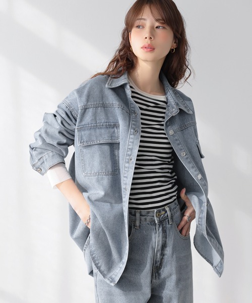 La-gemme(ラジェム)の「オーバーサイズ デニム シャツジャケット(シャツ/ブラウス・レディース・ネイビー/ブルー系/ブラック系・フリー)」の17枚目の写真