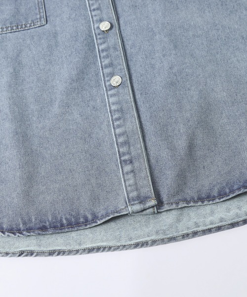 La-gemme(ラジェム)の「オーバーサイズ デニム シャツジャケット(シャツ/ブラウス・レディース・ネイビー/ブルー系/ブラック系・フリー)」の5枚目の写真