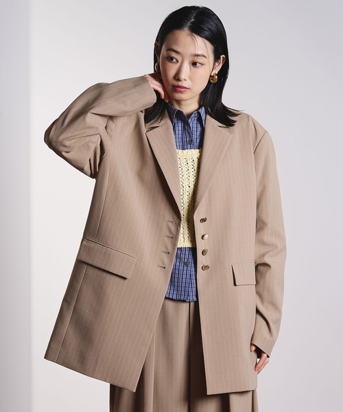 ROSE BUD(ローズバッド)の「(CREOLME)STRIPE TAILORED JACKET(テーラードジャケット・レディース・ベージュ/ブラック・S/M)」の10枚目の写真