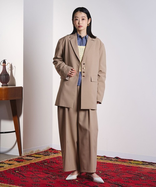 ROSE BUD(ローズバッド)の「(CREOLME)STRIPE TAILORED JACKET(テーラードジャケット・レディース・ベージュ/ブラック・S/M)」の13枚目の写真