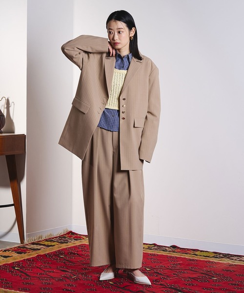 ROSE BUD(ローズバッド)の「(CREOLME)STRIPE TAILORED JACKET(テーラードジャケット・レディース・ベージュ/ブラック・S/M)」の14枚目の写真