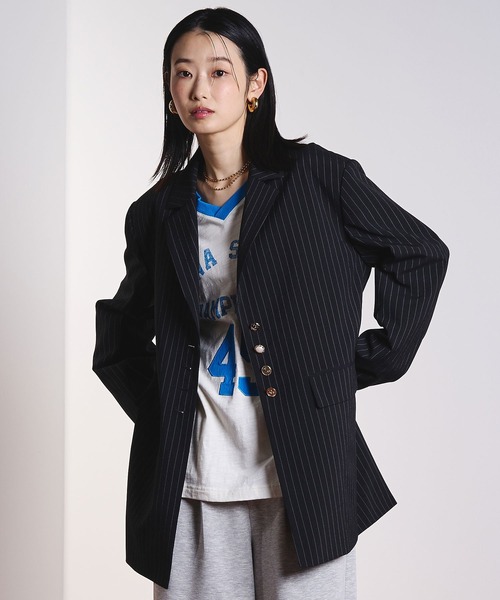 ROSE BUD(ローズバッド)の「(CREOLME)STRIPE TAILORED JACKET(テーラードジャケット・レディース・ベージュ/ブラック・S/M)」の3枚目の写真