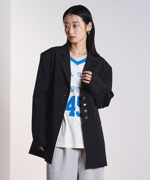 ROSE BUD(ローズバッド)の「(CREOLME)STRIPE TAILORED JACKET(テーラードジャケット・レディース・ベージュ/ブラック・S/M)」の4枚目の写真