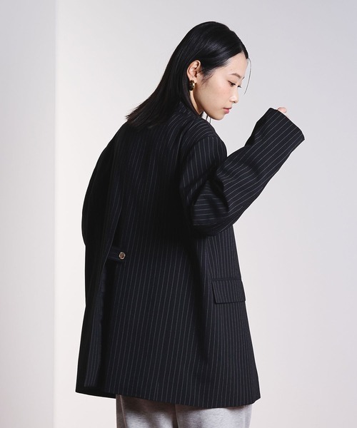 ROSE BUD(ローズバッド)の「(CREOLME)STRIPE TAILORED JACKET(テーラードジャケット・レディース・ベージュ/ブラック・S/M)」の6枚目の写真