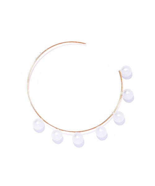 les bonbon(ルボンボン)の「【les bonbon】flotter pearl hoop pierce M/フロテ パール フープ ピアス M 片耳(ピアス(片耳用)・レディース・ホワイト・FREE)」の1枚目の写真