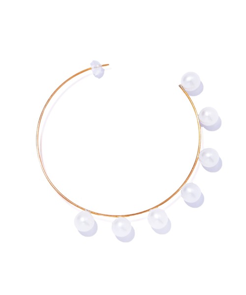 les bonbon(ルボンボン)の「【les bonbon】flotter pearl hoop pierce M/フロテ パール フープ ピアス M 片耳(ピアス(片耳用)・レディース・ホワイト・FREE)」の2枚目の写真