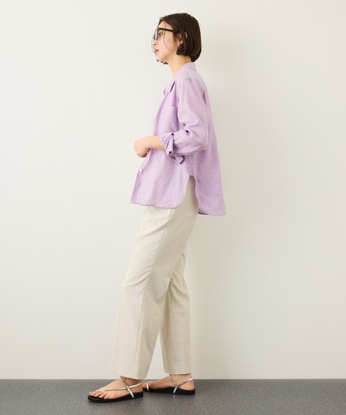 ROPE'（ロペ）の「リネンシルクコットンシャツ(無地＆ストライプ)/イージーケア・セットアップ対応（シャツ/ブラウス・レディース・ラベンダー/ベージュ・38）」の14枚目の写真