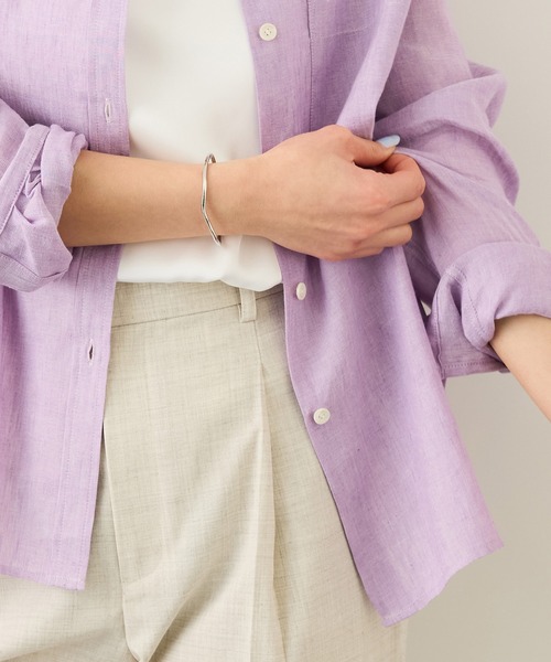 ROPE'（ロペ）の「リネンシルクコットンシャツ(無地＆ストライプ)/イージーケア・セットアップ対応（シャツ/ブラウス・レディース・ラベンダー/ベージュ・38）」の17枚目の写真