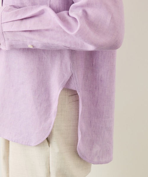ROPE'（ロペ）の「リネンシルクコットンシャツ(無地＆ストライプ)/イージーケア・セットアップ対応（シャツ/ブラウス・レディース・ラベンダー/ベージュ・38）」の4枚目の写真