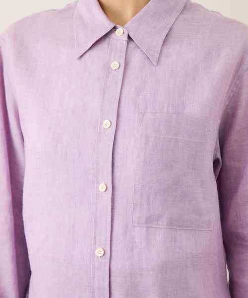 ROPE'（ロペ）の「リネンシルクコットンシャツ(無地＆ストライプ)/イージーケア・セットアップ対応（シャツ/ブラウス・レディース・ラベンダー/ベージュ・38）」の5枚目の写真