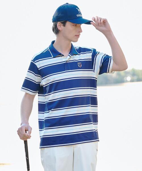 adabat(アダバット)の「【ADABAT NAVY】UVカット ランダムボーダー半袖ポロシャツ(ポロシャツ・メンズ・ブルー系5・52/50/48/46)」の5枚目の写真