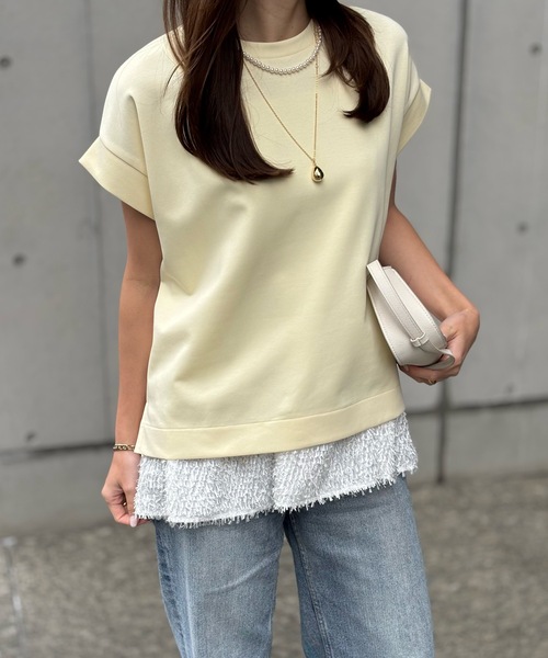 Emma Taylor(エマテイラー)の「ライトダンボールサイドスリットプルオーバー(Tシャツ/カットソー・レディース・サックスブルー/ブラック/ライトイエロー/トップグレー/ホワイト/ベージュ/チャコールグレー・FREE/FL)」の22枚目の写真