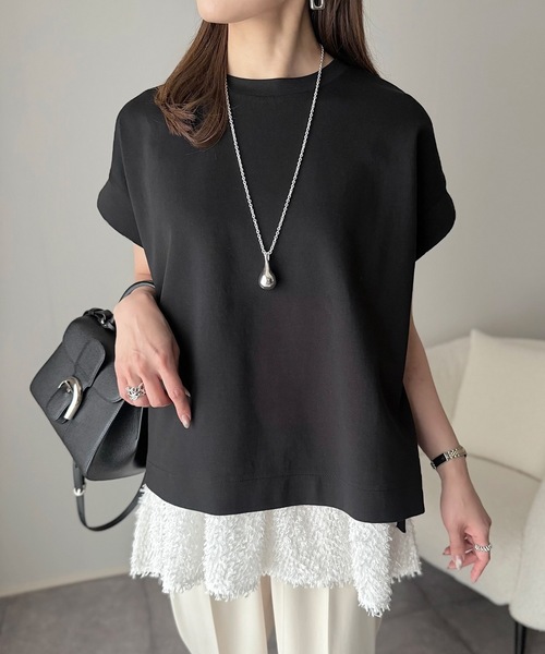 Emma Taylor(エマテイラー)の「ライトダンボールサイドスリットプルオーバー(Tシャツ/カットソー・レディース・サックスブルー/ブラック/ライトイエロー/トップグレー/ホワイト/ベージュ/チャコールグレー・FREE/FL)」の11枚目の写真