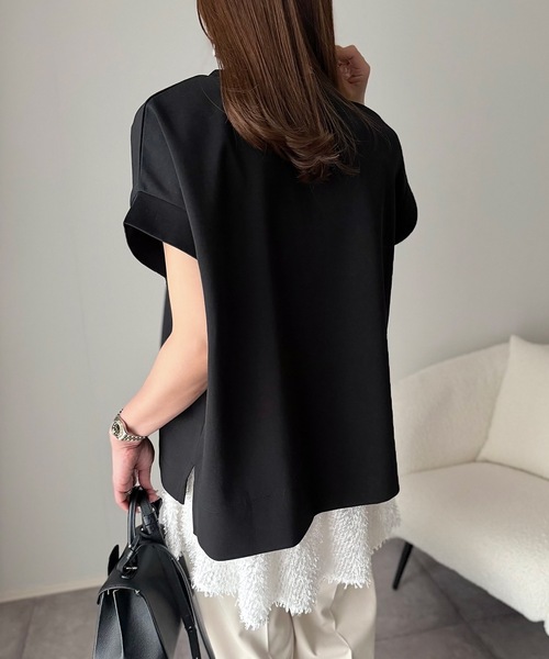 Emma Taylor(エマテイラー)の「ライトダンボールサイドスリットプルオーバー(Tシャツ/カットソー・レディース・サックスブルー/ブラック/ライトイエロー/トップグレー/ホワイト/ベージュ/チャコールグレー・FREE/FL)」の16枚目の写真