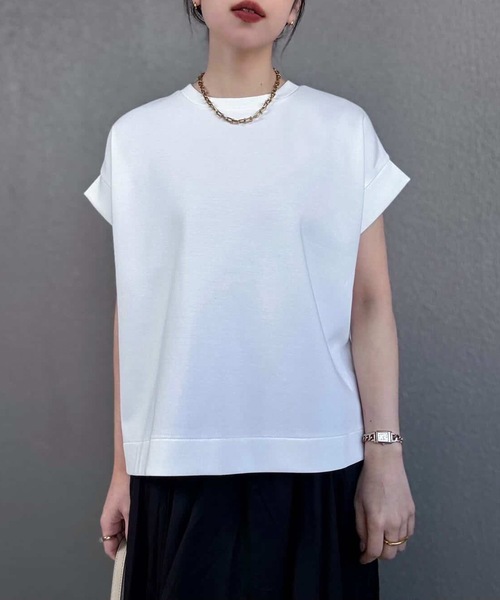 Emma Taylor（エマテイラー）の「【着回し万能アイテム！】ライトダンボールサイドスリットプルオーバー（Tシャツ/カットソー・レディース・サックスブルー/ブラック/ライトイエロー/トップグレー/ホワイト/ベージュ/チャコールグレー・FREE/FL）」の22枚目の写真