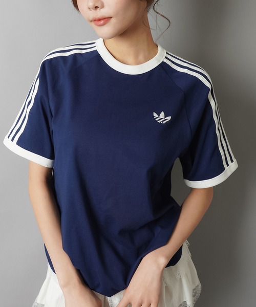 adidas（アディダス）の「【adidas/アディダス】スリーストライプス半袖Tシャツ/全4色/2サイズ展開（Tシャツ/カットソー・レディース・ボルドー/ホワイト/ブラック/イエロー/ネイビー・M/S）」の3枚目の写真