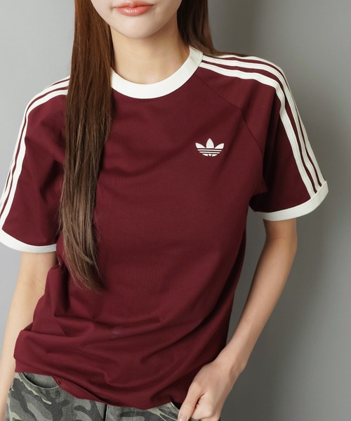 adidas（アディダス）の「【adidas/アディダス】スリーストライプス半袖Tシャツ/全4色/2サイズ展開（Tシャツ/カットソー・レディース・ボルドー/ホワイト/ブラック/イエロー/ネイビー・M/S）」の5枚目の写真